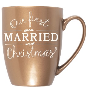 Elanze Designs Our First Married Christmas Bronze 10 ounce New Bone China Coffee Cup Mug - 1 of 4