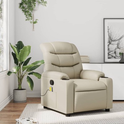 VidaXL Massage Recliner Chair Cream Faux Leather