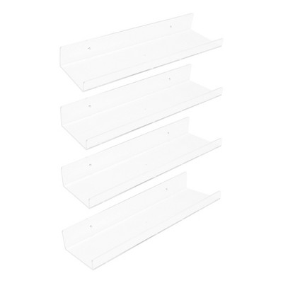 Unique Bargains Clear Acrylic Floating Wall Shelves for Bathroom Bedroom Kitchen