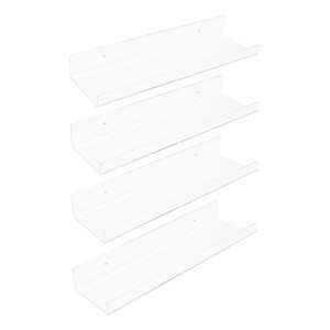 Unique Bargains Clear Acrylic Floating Wall Shelves for Bathroom Bedroom Kitchen - 1 of 4