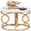 SEVOBAL End Tables Round Accent Side Table Marble Style Top with Elegant Metal Base for Living Room Bedroom , White Gold, 22.44"*26.38"*6.69" - 2 of 4