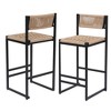 Paper Rope Woven Back Bar Stools with Footrest Set of 2 Dining Chairs for Kitchen Island - 4 of 4