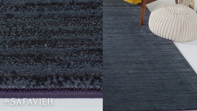 Navy Solid Synthetic 4' x 6' Hand-knotted Area Rug