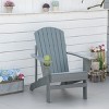 Outsunny Wooden Adirondack Chair, Outdoor Patio Lawn Chair with Cup Holder, Weather Resistant Lawn Furniture, Classic Lounge for Deck, Garden,Grey - 2 of 4