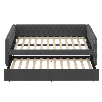 BellemaveFull daybed with Trundle, Sofa Bed Full, Day Bed with Trundle for Adults, Kids, Girls, Teens, Gray