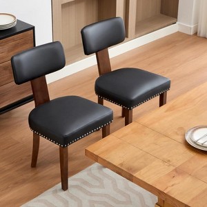 Dining Chairs Set of 2,Modern Fabric Upholstered Kitchen Side Chairs, with Ergonomic Curved Backrest and Scratch-Resistant Legs for Home Office - 1 of 4