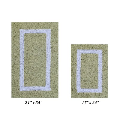 Hotel Bath Rug 100% Premium Cotton Tufted Weave Two Tone Reversible 2 Piece Bathroom Rug Set, Super Soft & Water Absorbent, Machine Washable Bathmat