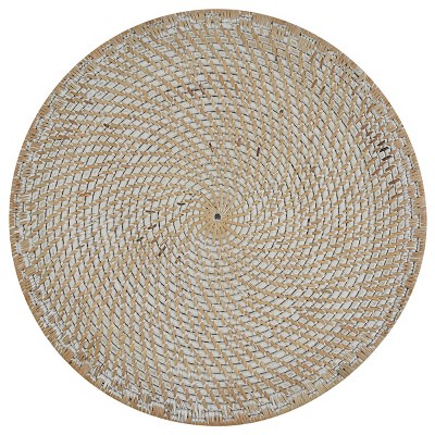 White and Tan Woven Rattan Charger Plate Set