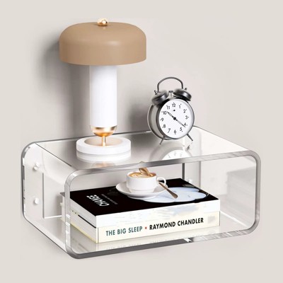 YIYIBYUS Wall-Mounted Bedside Table, Acrylic Floating Nightstand