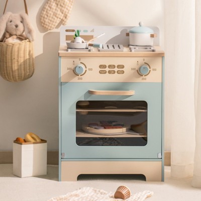Robud Blue Wooden Oven Playset with Pizza and Cupcakes