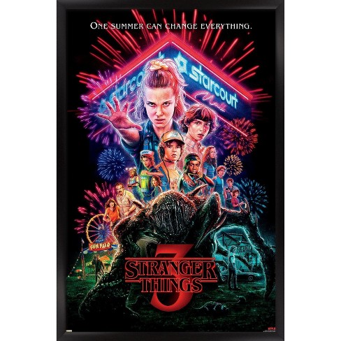 Stranger Things 3 - Framed TV Show Poster (12 Characters Grid) (Size: 24 X  36)
