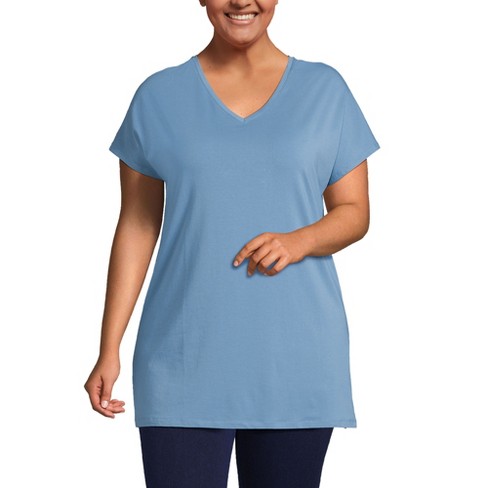 Lands' End Women's Short Sleeve Supima Cotton Xlong Vneck Tunic : Target