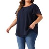 Agnes Orinda Women's Plus Size Chiffon 2-Layered Ruffle Short Sleeve Round Neck Top - 2 of 4