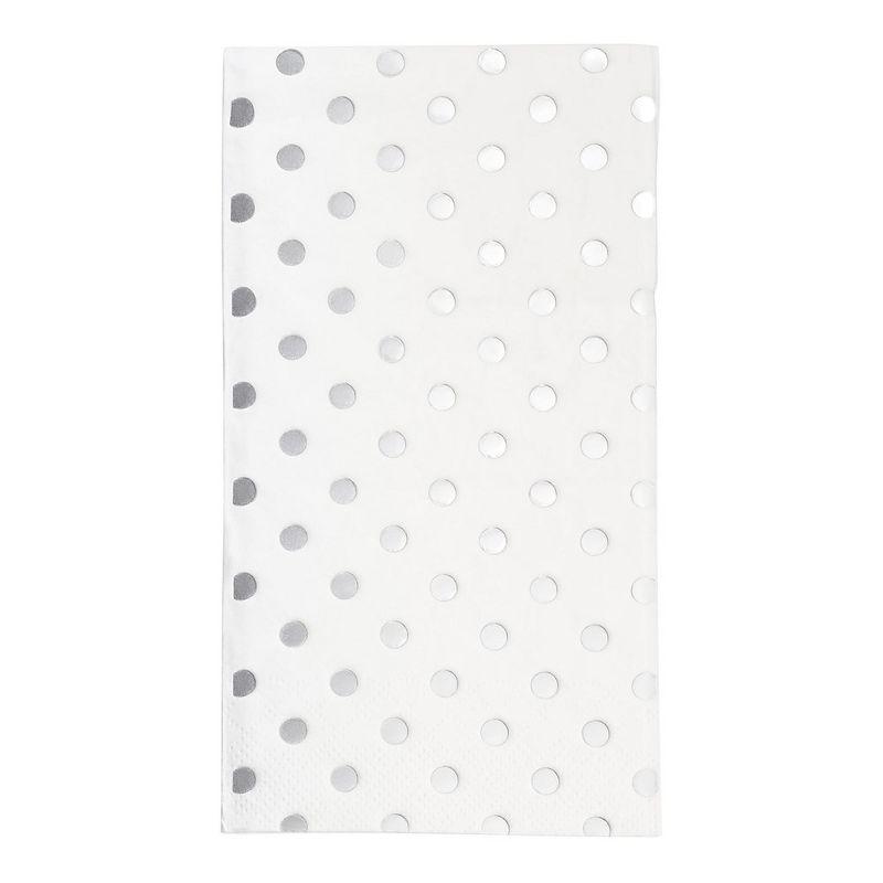 Smarty Had A Party White with Silver Dots Paper Dinner Napkins (600 Napkins), 1 of 2