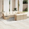 vidaXL Patio Sofa Set with Cushions Outdoor Furniture 11 Piece Poly Rattan - Beige and Cream - 2 of 4