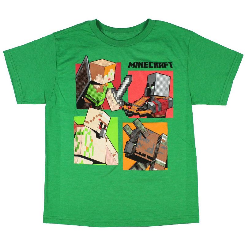 Minecraft Boy's Character Grid Action Poses Cotton Polyester T-Shirt, 1 of 4