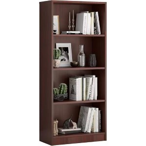 Fontoi Decorative Bookshelf, Freestanding Bookshelf with 4 Wood Adjustable Shelves for Bedroom and Living Room, Brown, 11.6"* 24.4"*55.9" - 1 of 4