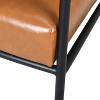 MAYEERTY Mid-Century Modern Accent Chair, Brown Faux Leather Upholstery Padded High Backrest Metal Frame, Living Room Bedroom Office - 3 of 4