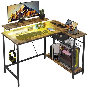 NicBex 42.1 Inch Reversible L Shaped Computer Home Office Desk with LED,Charing Station and Open Shelves - 1 of 4