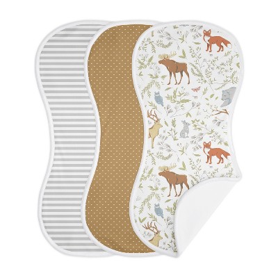 Image of Sweet Jojo Designs Boy, Girl, Unisex/Gender Neutral Baby Burp Cloths Woodland Toile Multicolor 3pc