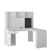 CAVINAS Home Office Desk Modern L-Shaped Corner Desk with Grid Panel, Storage Shelves, Drawer and Cabinet for Office - 4 of 4