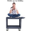 Plastic Service Cart, 2-Shelf 550 lbs Heavy Duty Utility Rolling Work Cart with 360° Swivel Wheels and Ergonomic Storage Handle - 3 of 4