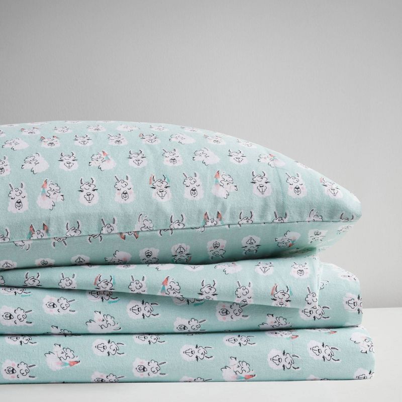 Printed Cotton Flannel Sheet Set, 4 of 9
