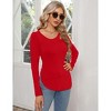 Clearlove Women’s Long Sleeve Cutout Asymmetrical Neck Tshirt Slim Fit Tunic Blouse with Side Split Slit Casual Solid Tops - 4 of 4