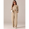 Seta T Women's Two Piece Outfits Front Cropped Sweatshirt and Wide Leg Sweatpant Tracksuit Lounge Set - 3 of 4