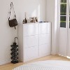 APRILSOUL 42."Shoe Storage Cabinet for Entryway, Shoe Organizer with Carved Panels, Carving Shoe Closet,White - 2 of 4