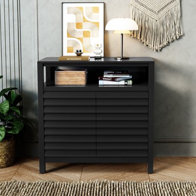 GlasFlength Decorative Storage Cabinets, Stylish and Functional Storage for Every Room, Bedroom, Living Room, Kitchen, Black,31.7”*14”*31.9"