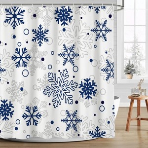 Winter Christmas Shower Curtains for Bathroom Blue Snowflake Shower Curtain Xmas Bathroom Decor 70.8x70.8 Inch - 1 of 1