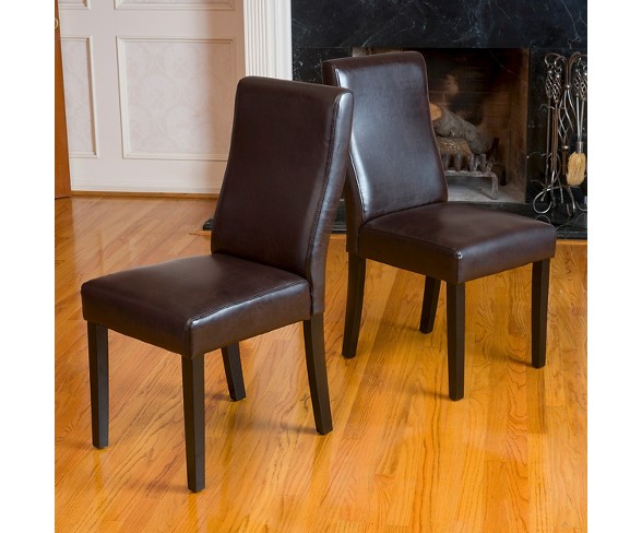 Corbin Dining Chairs - Brown Leather (Set of 2) - Christopher Knight Home