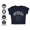 Women's University of Nevada Classic Seal Cap Sleeve Baby Rib Crop Top Navy - 4 of 4