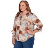 Textured Leaf Button Front Top - 3 of 4