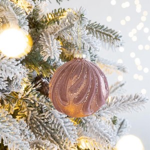 YOOCOZZ Trendy Household Christmas Decoration 6 Set, 3.9" Elegent Xmas Ball Ornaments, Glass Decorative Hanging Ball Xmas Tree Ornaments - 1 of 4