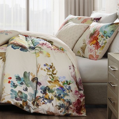 Bebejan Antique Flowers Ivory 100% Cotton Sateen 5 Piece Floral Reversible Comforter Set, All Season Bedding Set - Queen — фото 4