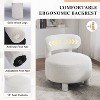 Upholstered Accent Chair Armless Side Chair with Curved Backrest, Teddy/Fur, White/Khaki - ModernLuxe - 3 of 4