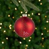 Northlight Glittered Pine Needle Glass Christmas Ball Ornaments - 3" (75mm) - Red - 4ct - 3 of 4