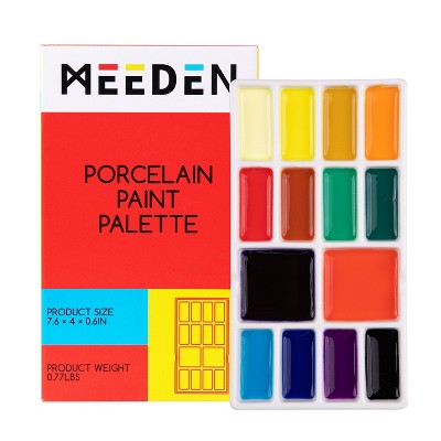 MEEDEN 14-Well Ceramic Paint Palette 1 Size, Porcelain Watercolor Painting Palette, Porcelain Paint Tray