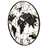 Cesicia 36" Large Black Metal Wall Clock, Modern Silent World Map Wall Clock - 2 of 4