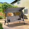 Outsunny Outdoor Patio 3-Person Steel Canopy Cushioned Seat Bench Swing with Included Side Trays & Padded Comfort - 3 of 4