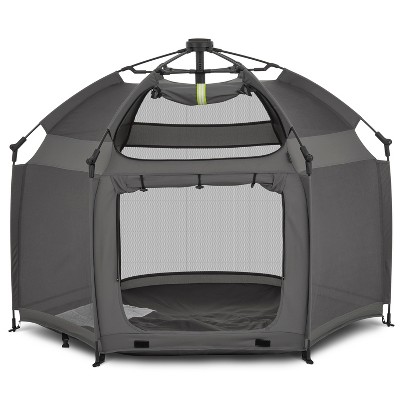 Charcoal Gray Pop-Up Children Playpen with Canopy Cover