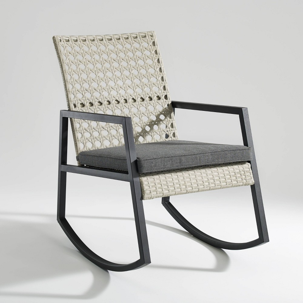Must Have Modern Patio Rattan Rocking Chair Light Gray Must Have Modern Patio Rattan Rocking Chair Light Gray