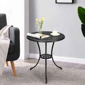 36" Cast Aluminum Patio Dining Table with Umbrella Hole, Durable Bistro Table for Outdoor Dining on Patio, Deck, Porch & Garden - 1 of 4