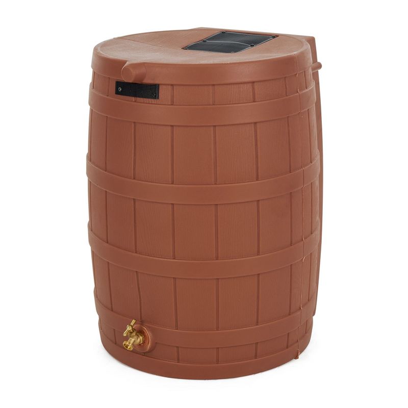 Good Ideas Rain Wizard 50 Gallon Plastic Outdoor Home Rain Barrel Water Storage Collector with Brass Spigot and Flat Back Design, Terra Cotta (3 Pack), 2 of 7