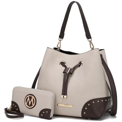 MKF Collection Candice Color Block Bucket Bag with matching Wallet by Mia K