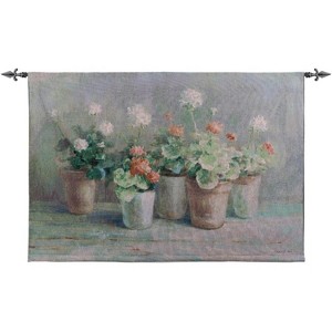 Manual Woodworkers and Weavers "Farmhouse Geraniums Grande" Tapestry Wall Hanging, 36 x 50 Inches, Woven Cotton Wall Art with Floral Garden Theme - 1 of 3