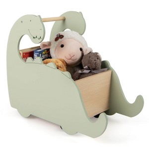 Costway 2 in 1 Baby Push Walker w/ Pine Wood Handle Large Storage Box 4 Universal Wheels - 1 of 4