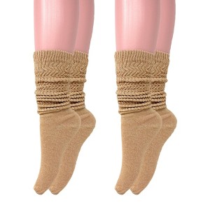 Slouch Socks for Women Cotton Lightweight Scrunch Knee High Socks 2 Pairs Fits Shoe Sizes 5-10 - 1 of 1